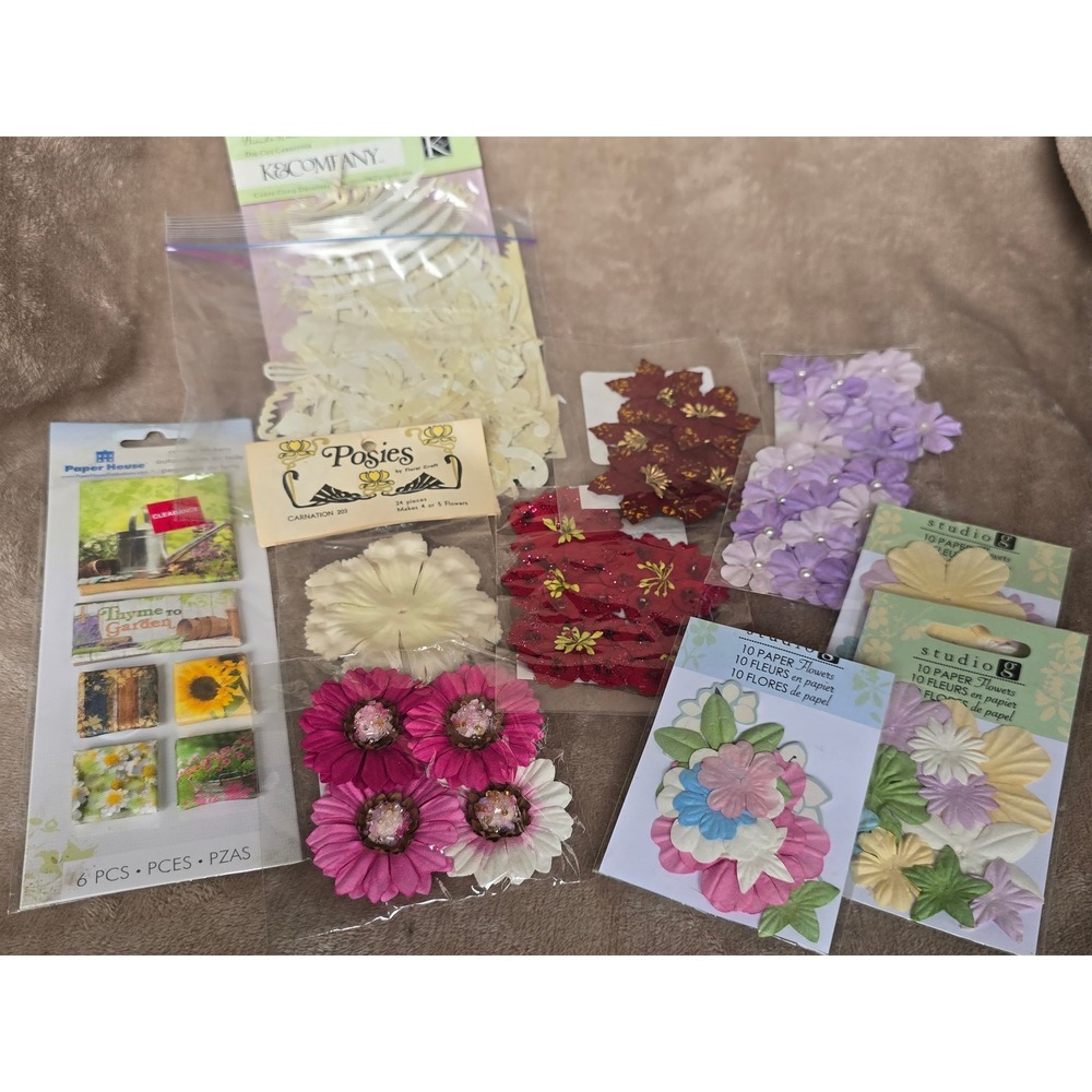 Lot of Scrapbooking Paper Flowers K&Company Studio G Floral Craft Embellishments